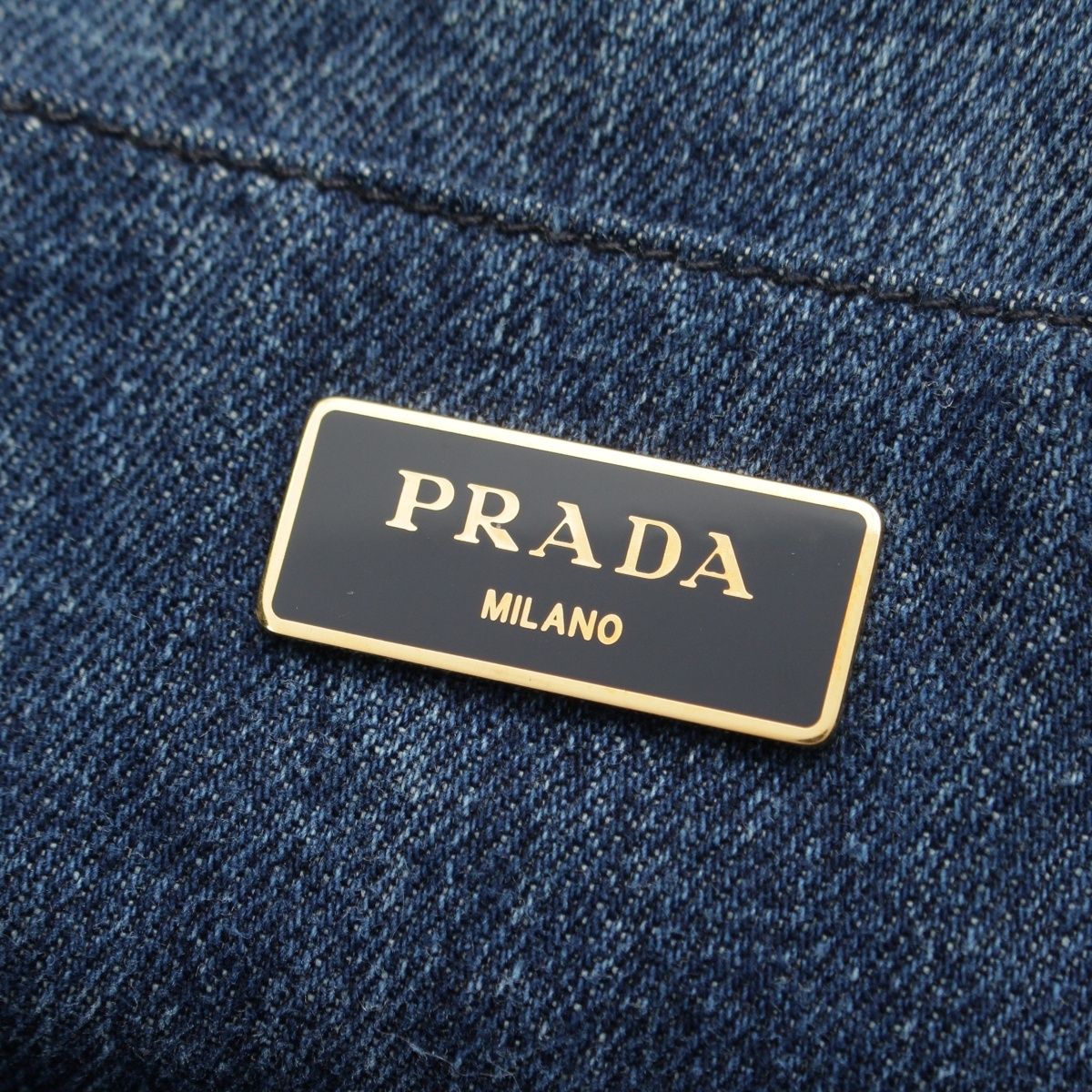 Prada Canapa Denim Handbag 2-Way Shoulder Indigo Blue — view 7