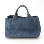 Prada Canapa Denim Handbag 2-Way Shoulder Indigo Blue — view 4