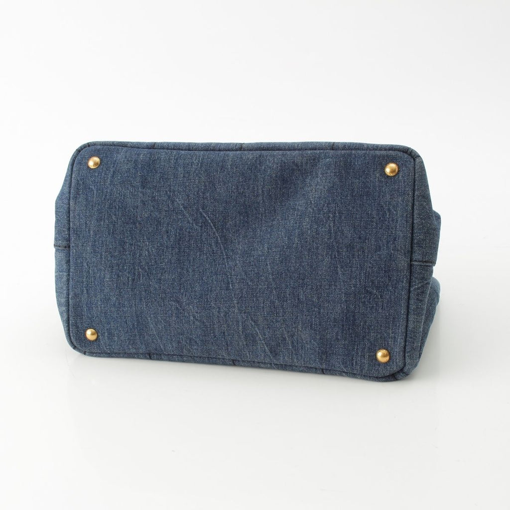 Prada Canapa Denim Handbag 2-Way Shoulder Indigo Blue — view 5