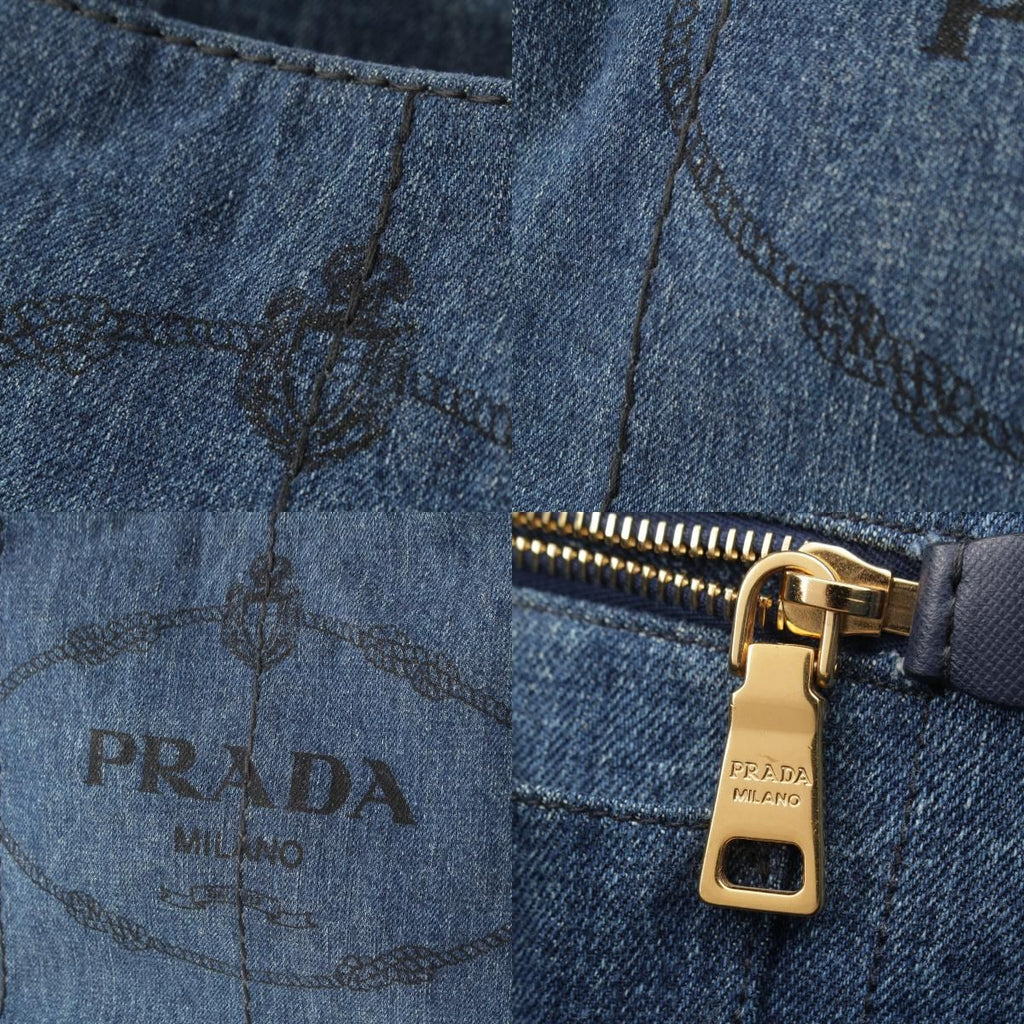 Prada Canapa Denim Handbag 2-Way Shoulder Indigo Blue — view 9