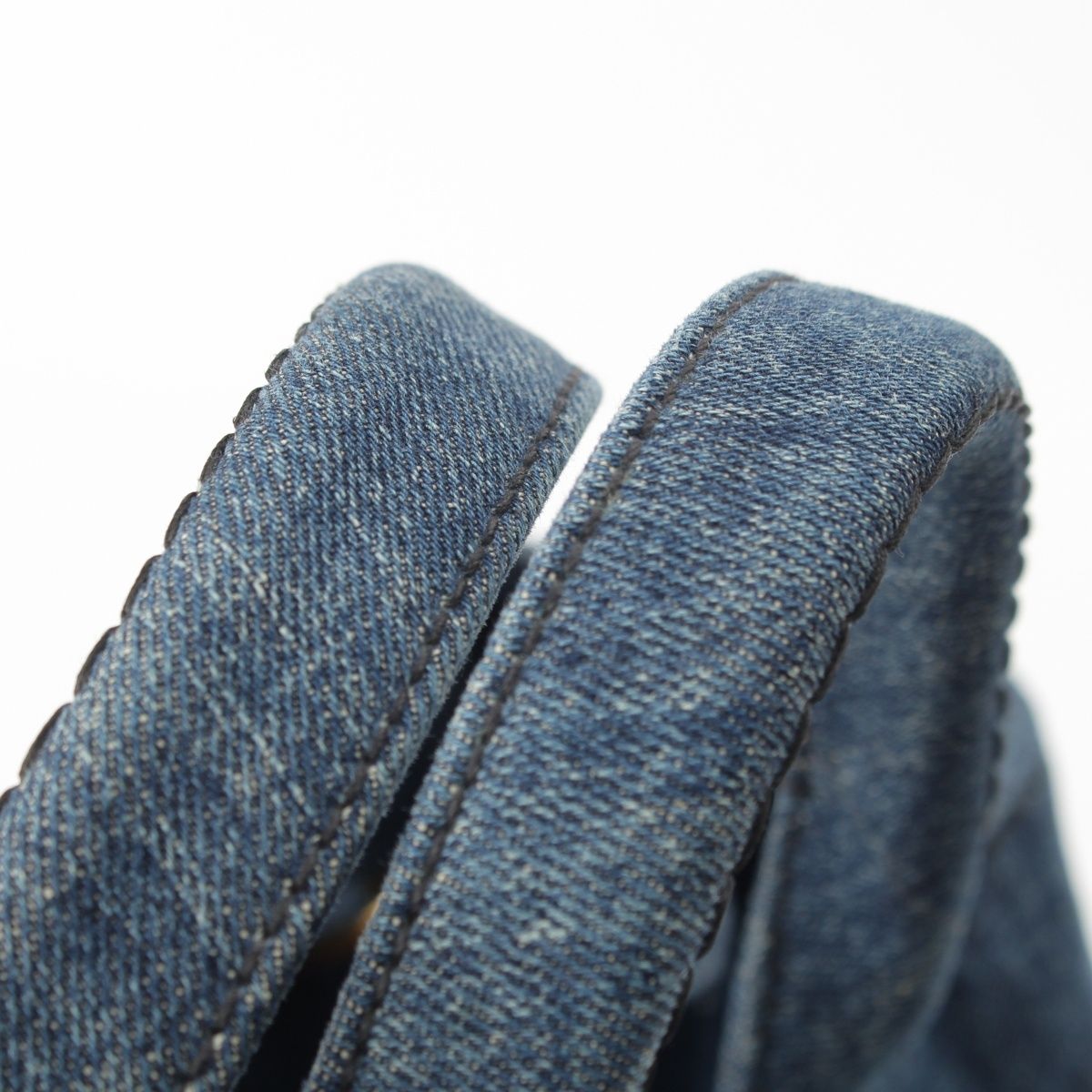 Prada Canapa Denim Handbag 2-Way Shoulder Indigo Blue — view 8