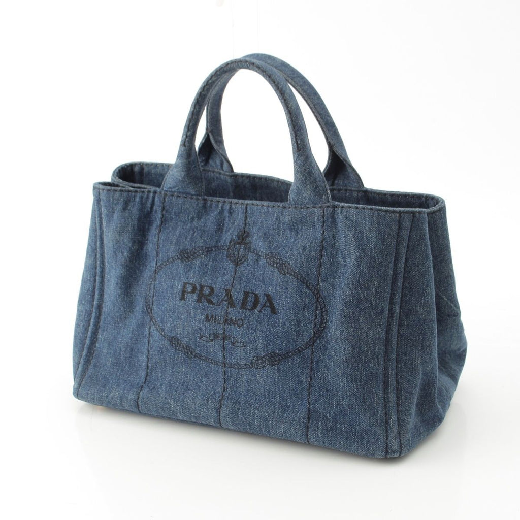 Prada Canapa Denim Handbag 2-Way Shoulder Indigo Blue — view 2