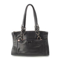 Prada Leather Triangle Logo Handbag Black Pink