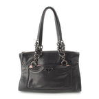 Prada Leather Triangle Logo Handbag Black Pink