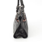 Prada Leather Triangle Logo Handbag Black Pink — view 4