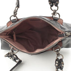 Prada Leather Triangle Logo Handbag Black Pink — view 7