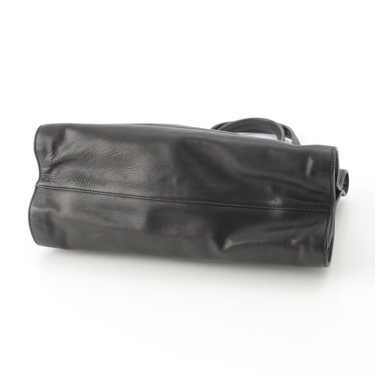 Prada Leather Triangle Logo Handbag Black Pink — view 6
