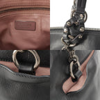 Prada Leather Triangle Logo Handbag Black Pink — view 8