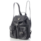 Prada Leather Backpack Triangle Logo Black — view 2