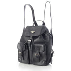Prada Leather Backpack Triangle Logo Black — view 3