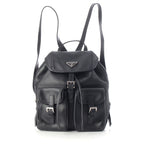 Prada Leather Backpack Triangle Logo Black