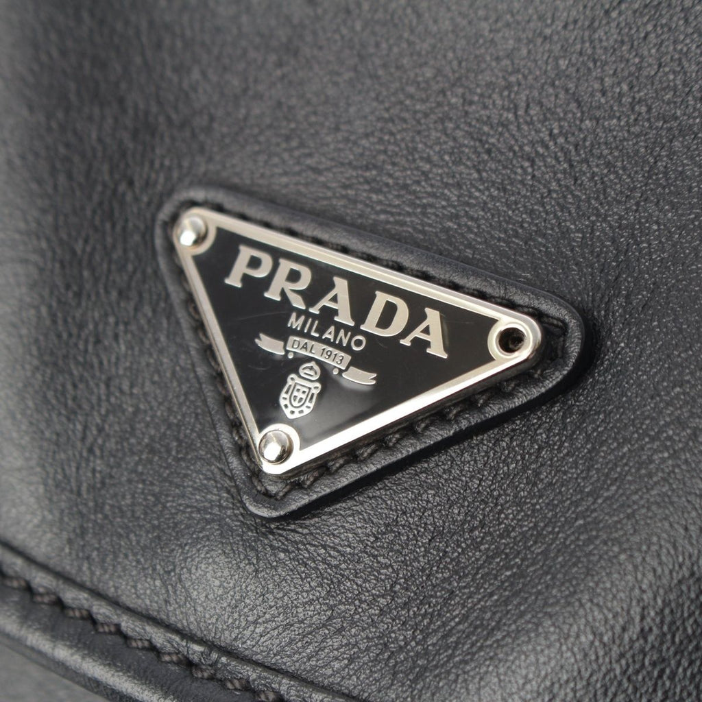 Prada Leather Backpack Triangle Logo Black — view 8