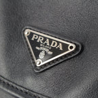 Prada Leather Backpack Triangle Logo Black — view 8