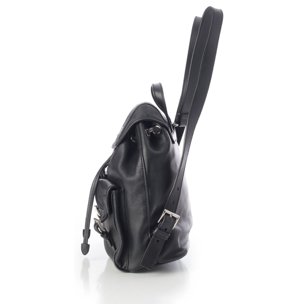 Prada Leather Backpack Triangle Logo Black — view 4
