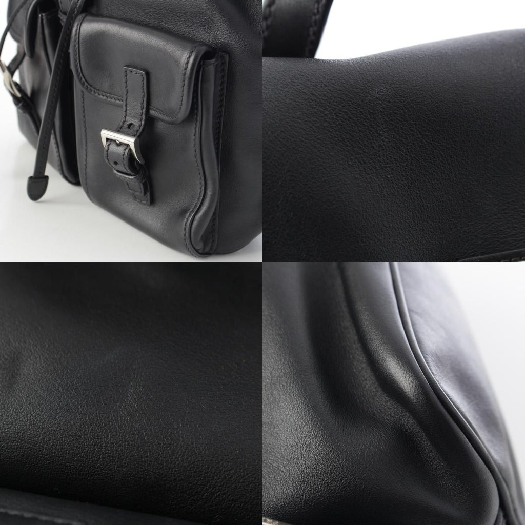 Prada Leather Backpack Triangle Logo Black — view 9