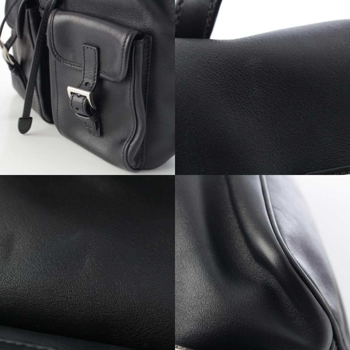Prada Leather Backpack Triangle Logo Black — view 9