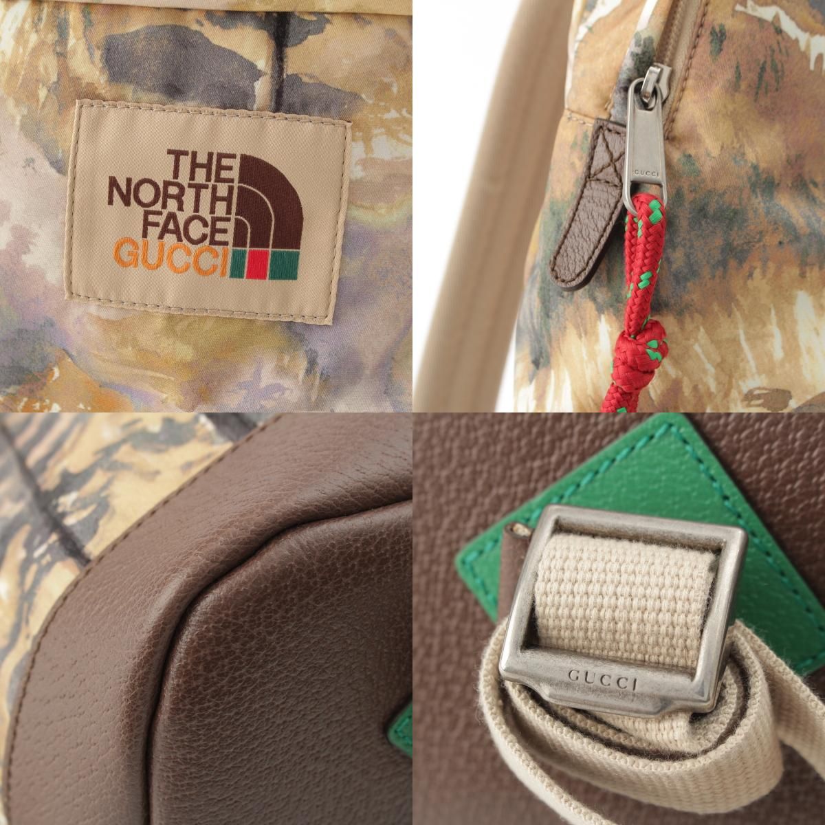Gucci North Face the Nylon Leather Backpack Beige — view 9