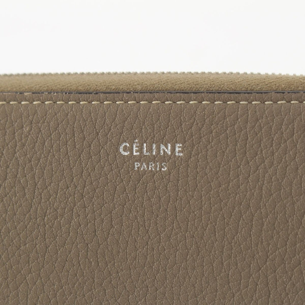 Celine Leather Large Multi Function Round Zip Wallet Gray — view 5