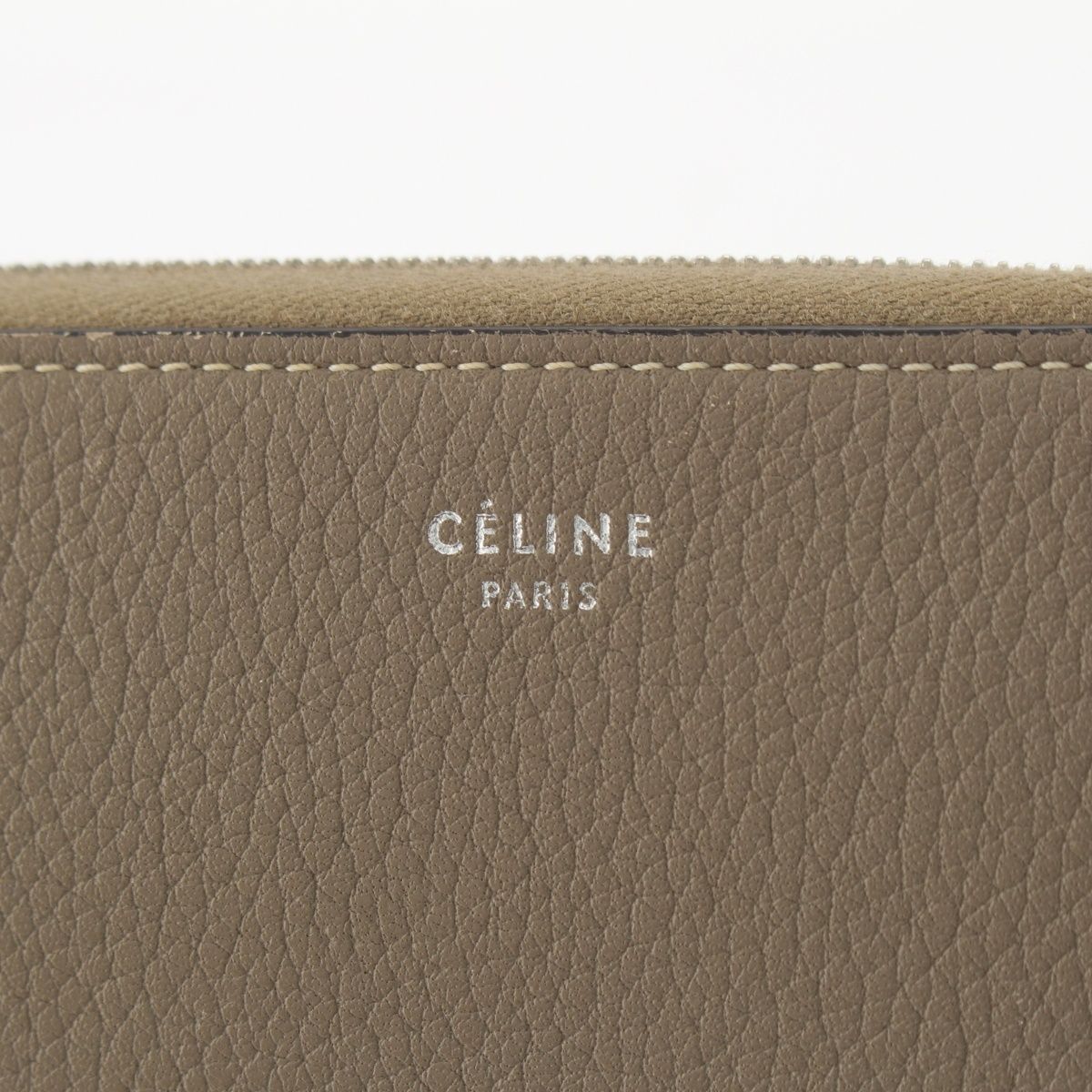 Celine Leather Large Multi Function Round Zip Wallet Gray — view 5