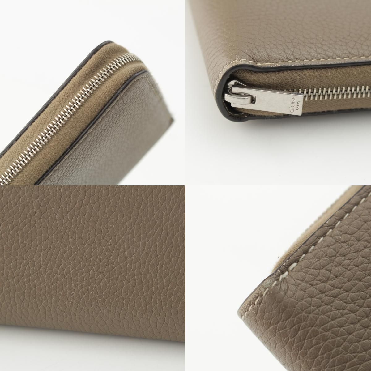 Celine Leather Large Multi Function Round Zip Wallet Gray — view 8