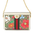Gucci GG Floras Mall Ophidia Leather Chain Shoulder Bag Floral Pattern White