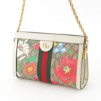 Gucci GG Floras Mall Ophidia Leather Chain Shoulder Bag Floral Pattern White — view 2