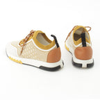 Hermes Addict Knit Leather Sneakers Yellow — view 4