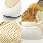 Hermes Addict Knit Leather Sneakers Yellow — view 8