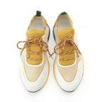 Hermes Addict Knit Leather Sneakers Yellow — view 2