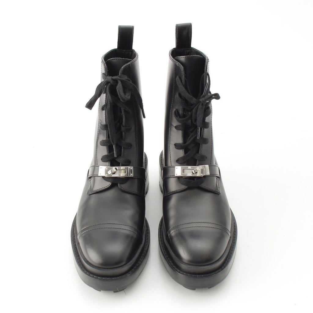 Hermes Funk Leather Kelly Lace Up Boots Black — view 2
