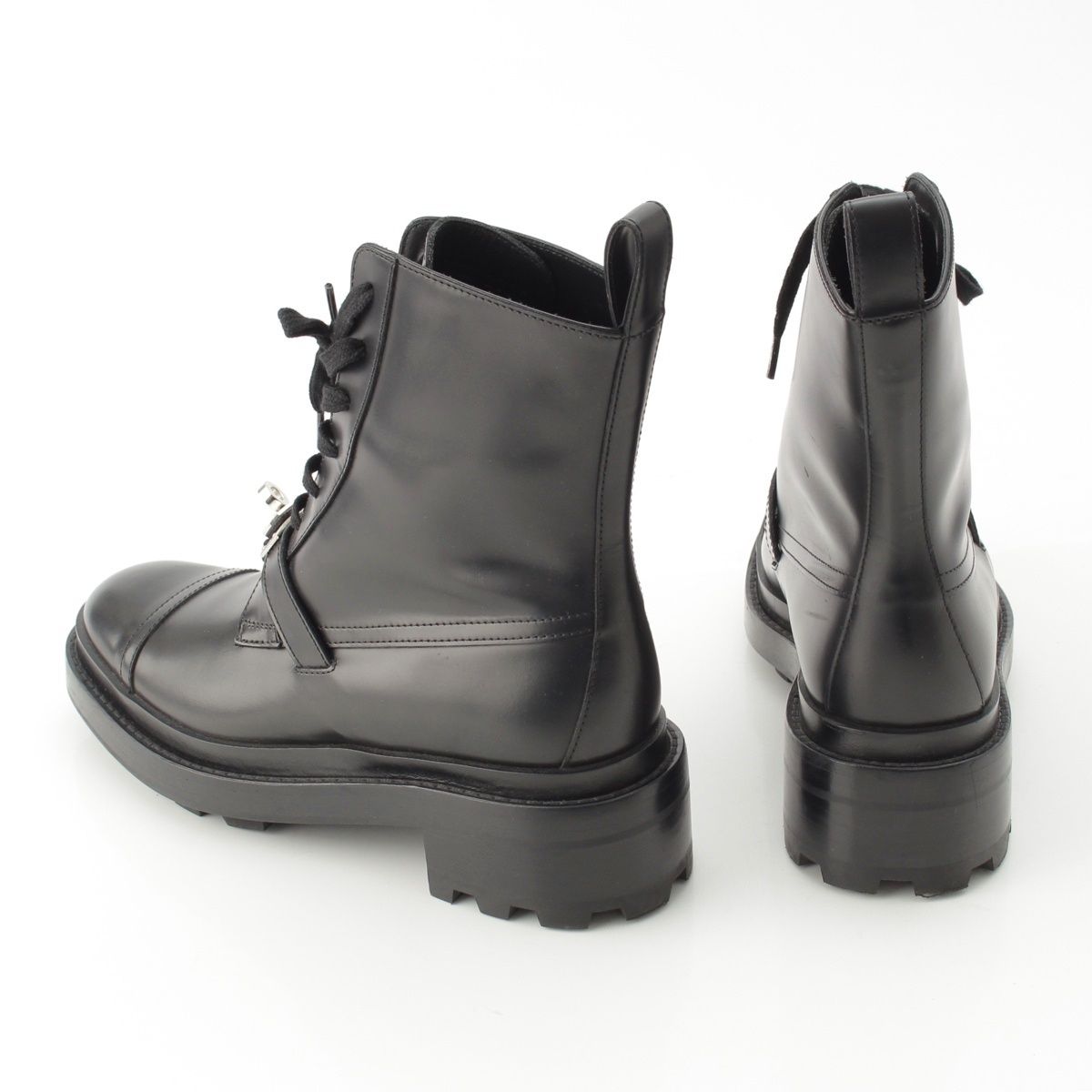 Hermes Funk Leather Kelly Lace Up Boots Black — view 4