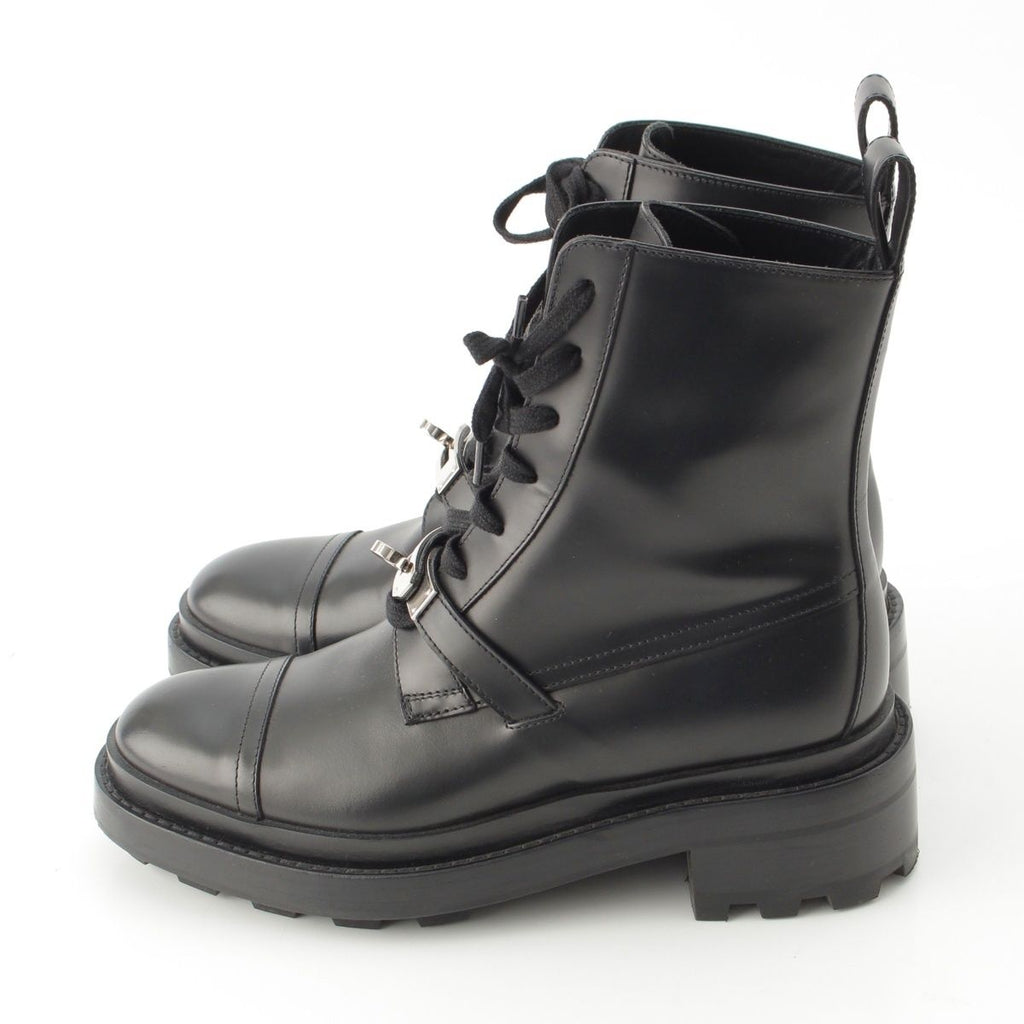 Hermes Funk Leather Kelly Lace Up Boots Black — view 3