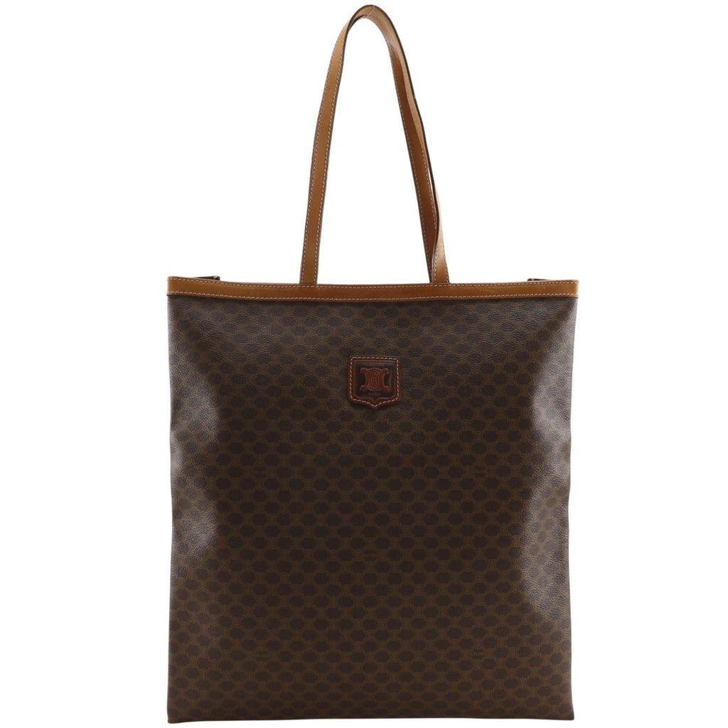 Celine Triomphe Macadam Pattern Vintage Brown Tote