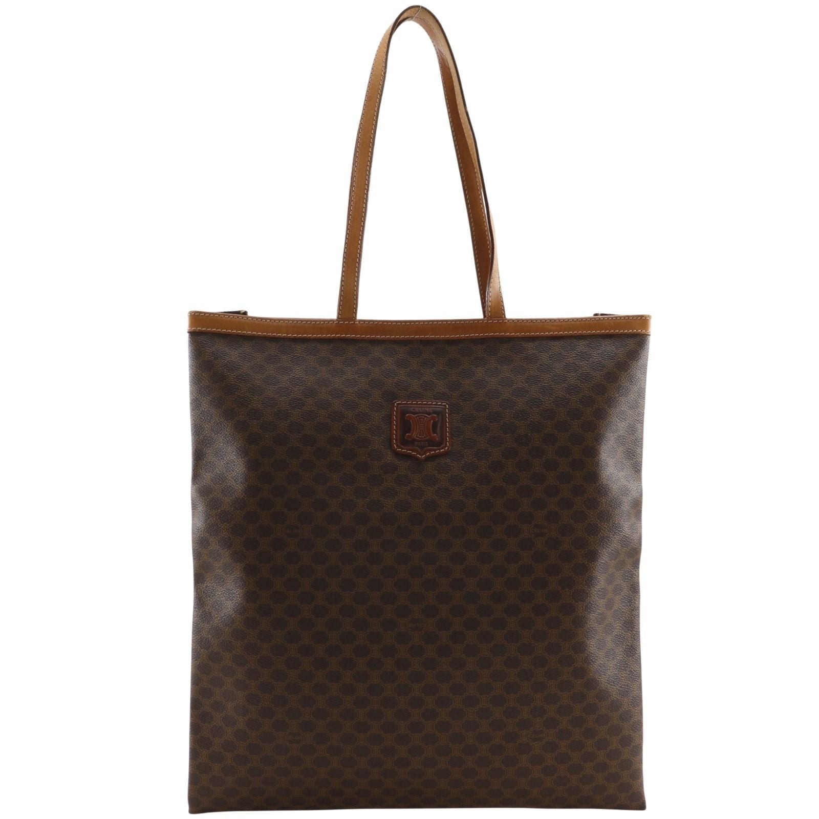 Celine Triomphe Macadam Pattern Vintage Brown Tote