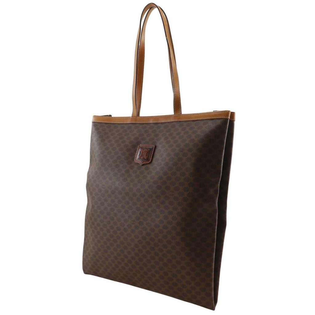 Celine Triomphe Macadam Pattern Vintage Brown Tote — view 2