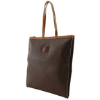 Celine Triomphe Macadam Pattern Vintage Brown Tote — view 2