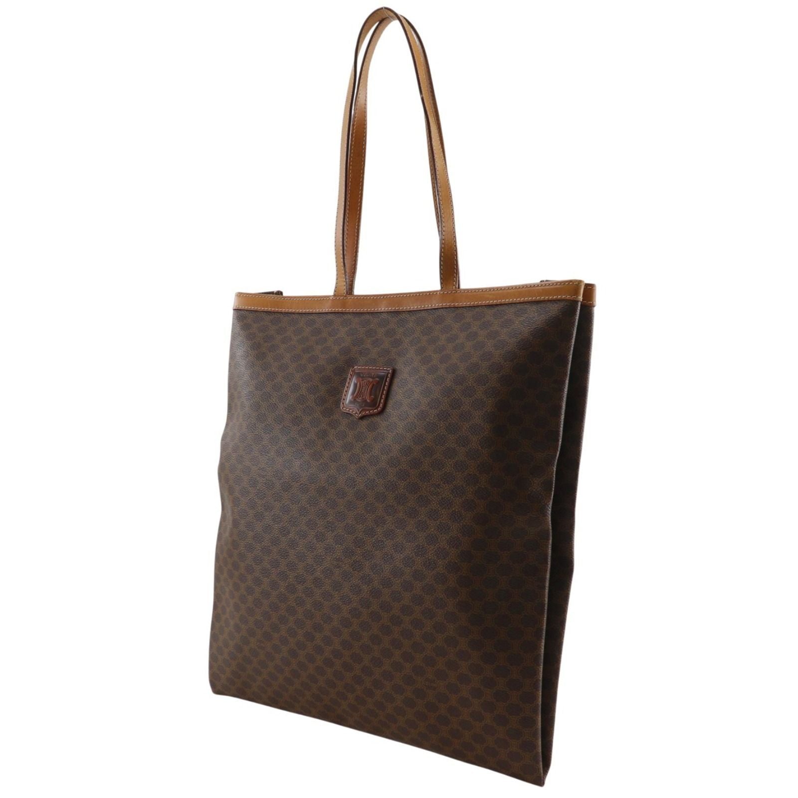 Celine Triomphe Macadam Pattern Vintage Brown Tote — view 2