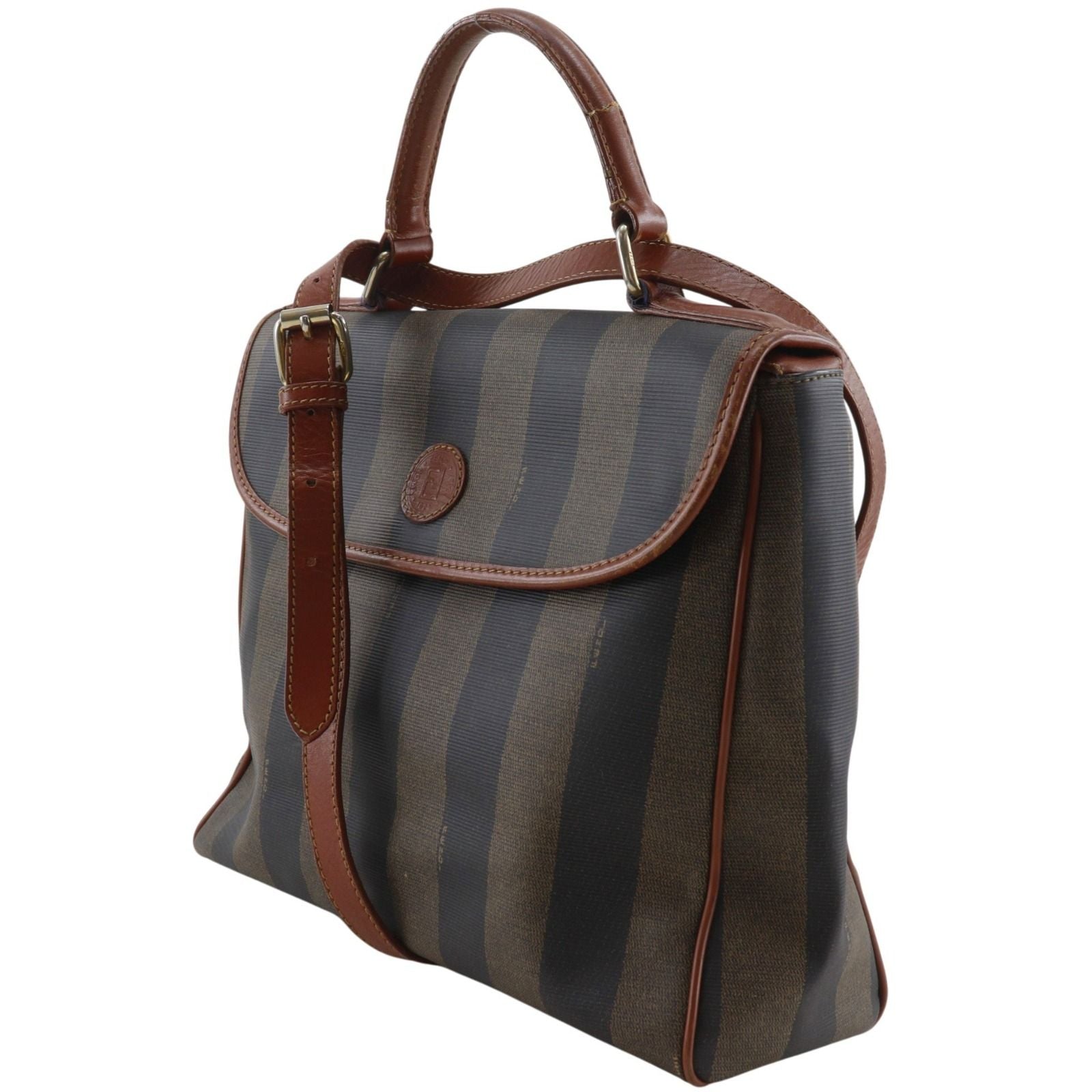 Fendi Pecan Pattern 2-Way Shoulder Vintage Brown Handbag — view 2