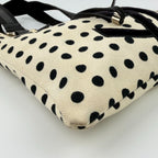 Saint Laurent Cassandra Logo Dot Pattern Handbag Canvas Leather Ivory Black — view 9