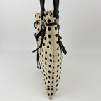 Saint Laurent Cassandra Logo Dot Pattern Handbag Canvas Leather Ivory Black — view 4