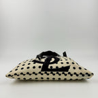 Saint Laurent Cassandra Logo Dot Pattern Handbag Canvas Leather Ivory Black — view 8