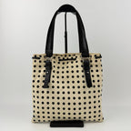 Saint Laurent Cassandra Logo Dot Pattern Handbag Canvas Leather Ivory Black — view 3
