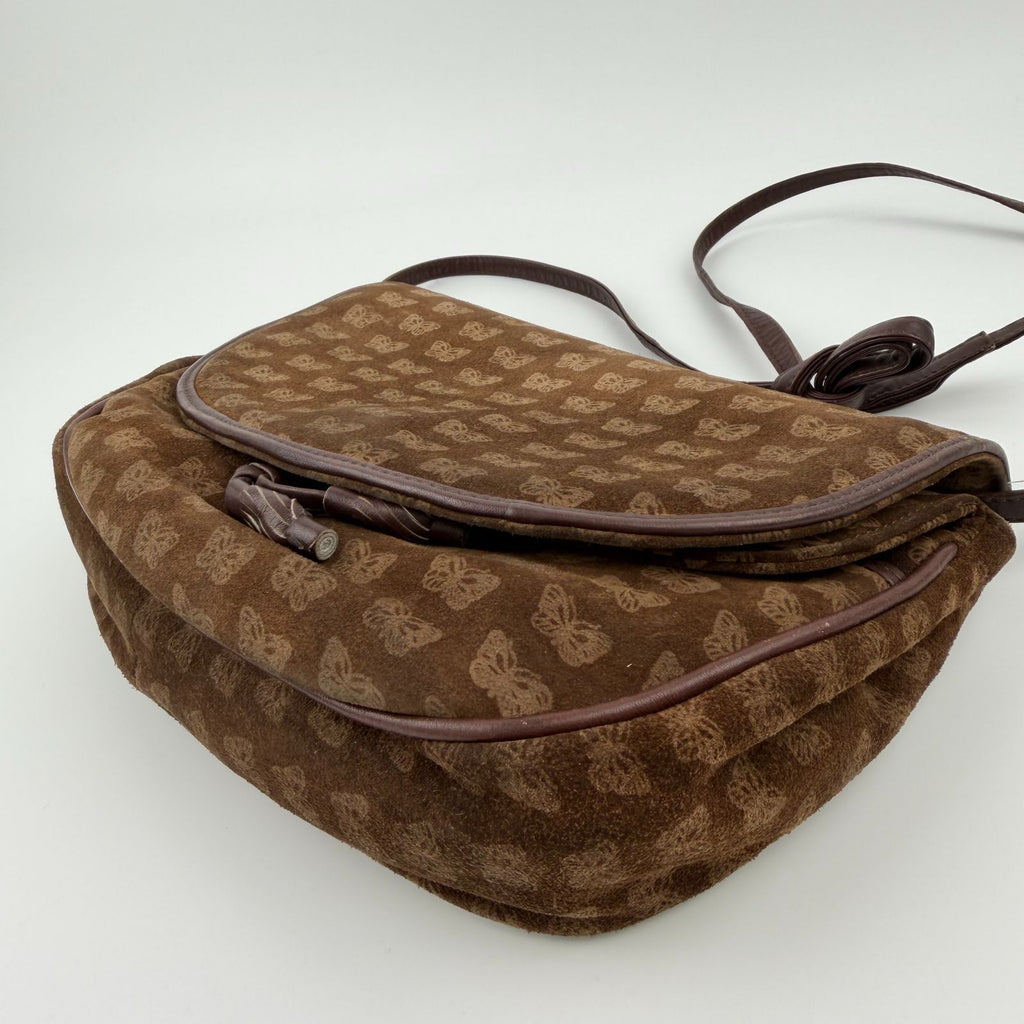 Bottega Veneta Logo Allover Shoulder Bag Suede Brown Vintage — view 9