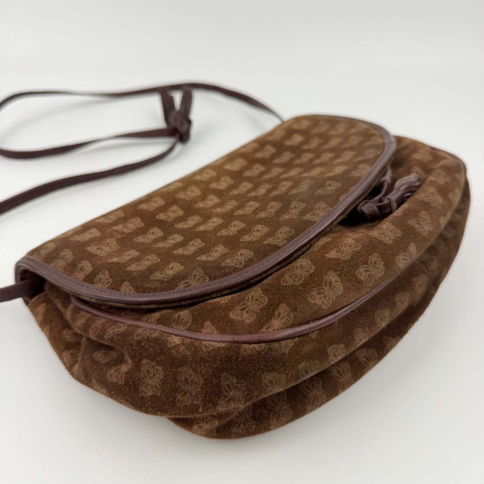 Bottega Veneta Logo Allover Shoulder Bag Suede Brown Vintage — view 8