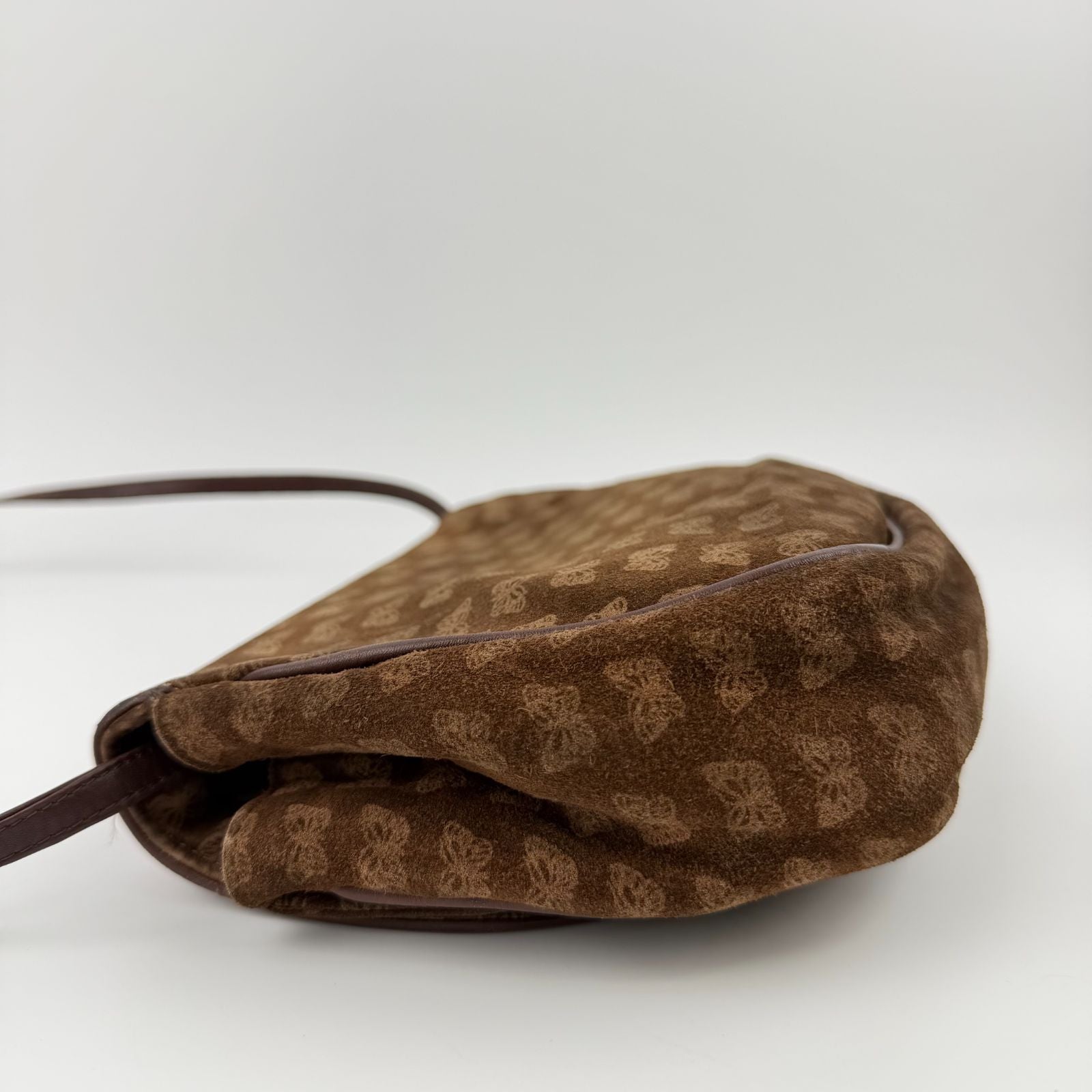 Bottega Veneta Logo Allover Shoulder Bag Suede Brown Vintage — view 5