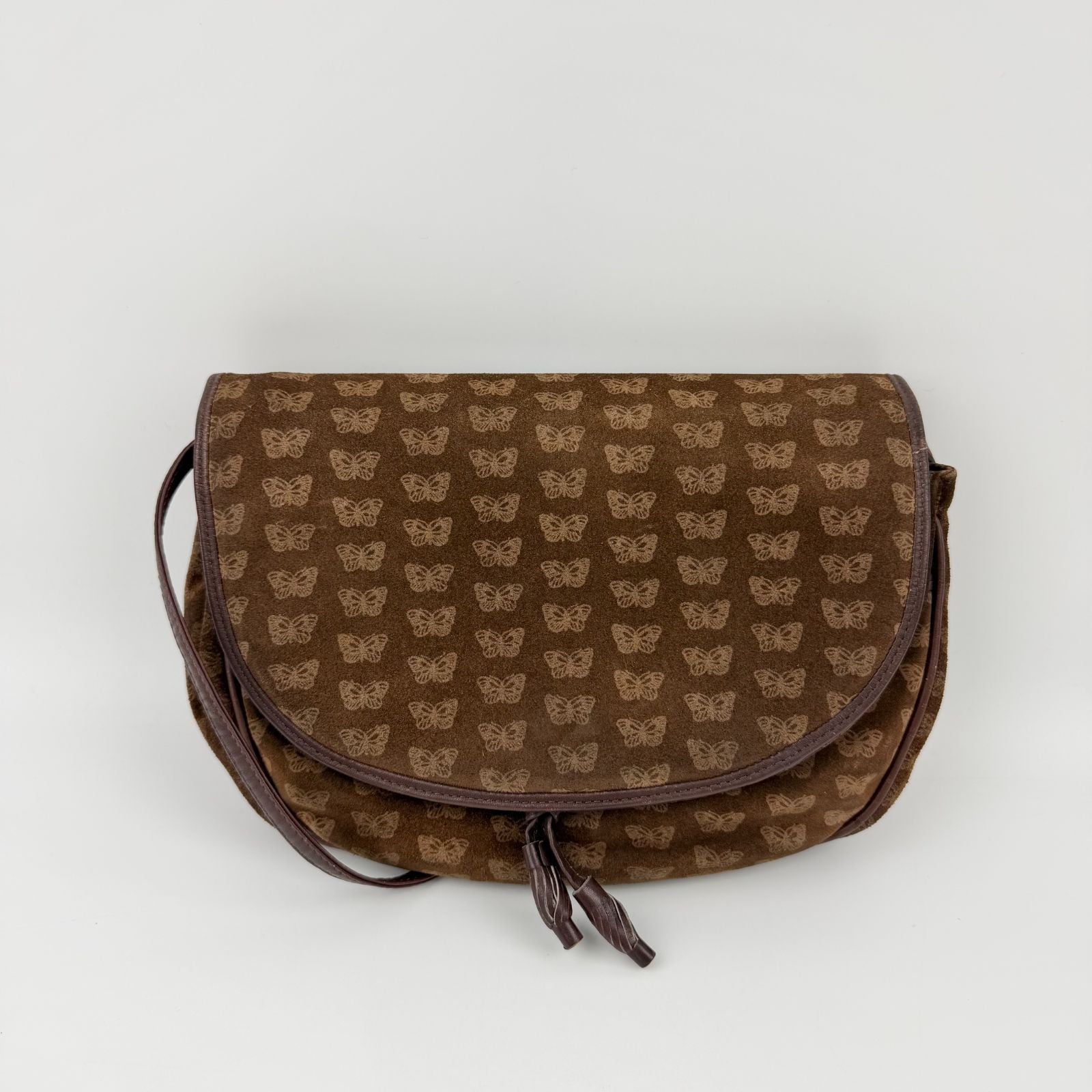 Bottega Veneta Logo Allover Shoulder Bag Suede Brown Vintage — view 2