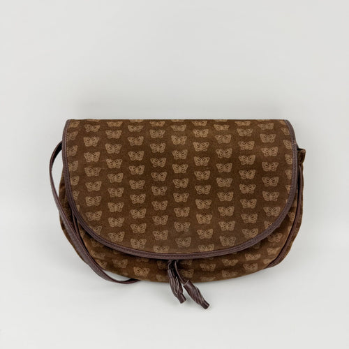 Bottega Veneta Logo Allover Shoulder Bag Suede Brown Vintage — view 2