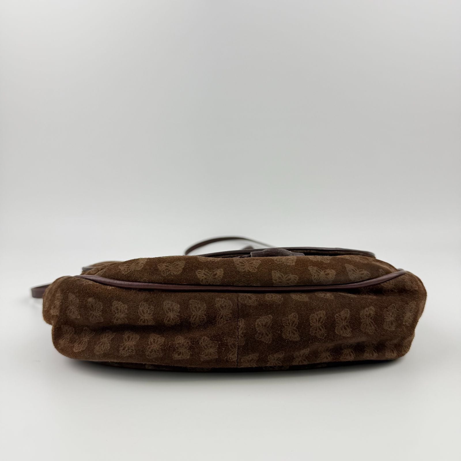 Bottega Veneta Logo Allover Shoulder Bag Suede Brown Vintage — view 7