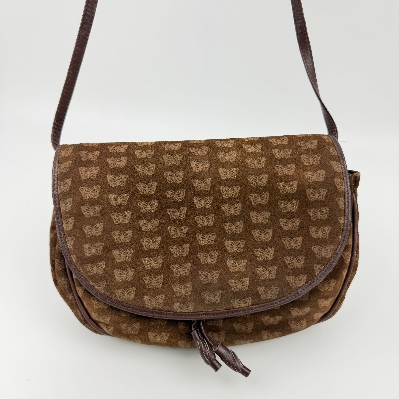 Bottega Veneta Logo Allover Shoulder Bag Suede Brown Vintage — view 3