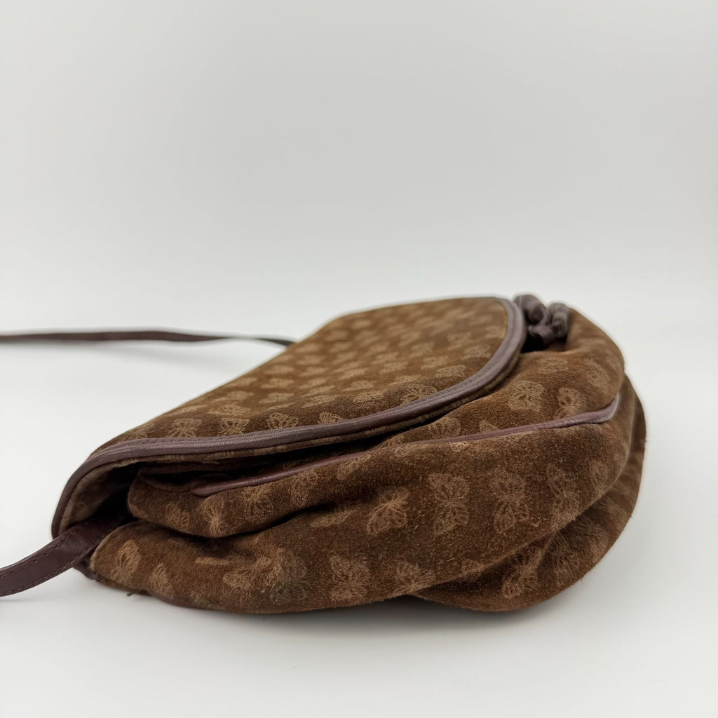 Bottega Veneta Logo Allover Shoulder Bag Suede Brown Vintage — view 6